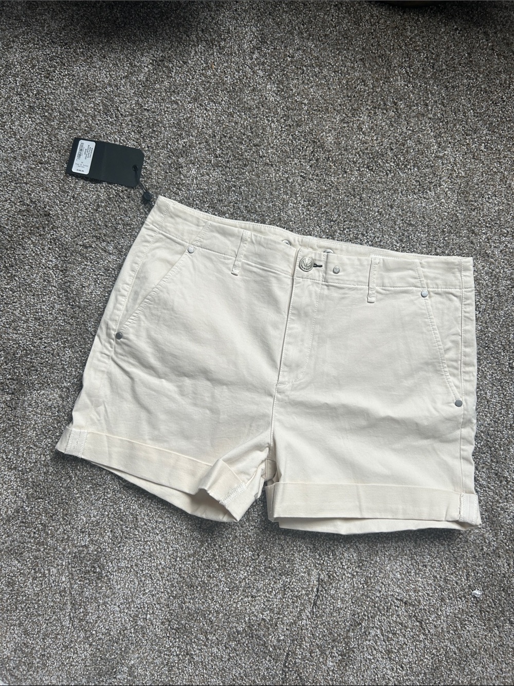 rag & bone Cream Cotton Roll-Cuff Bermuda Shorts